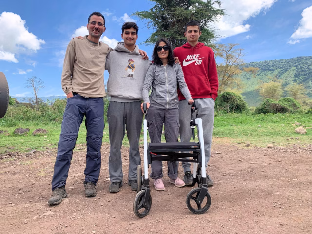 Image of Jan Bonville and her family taking a crater walk
