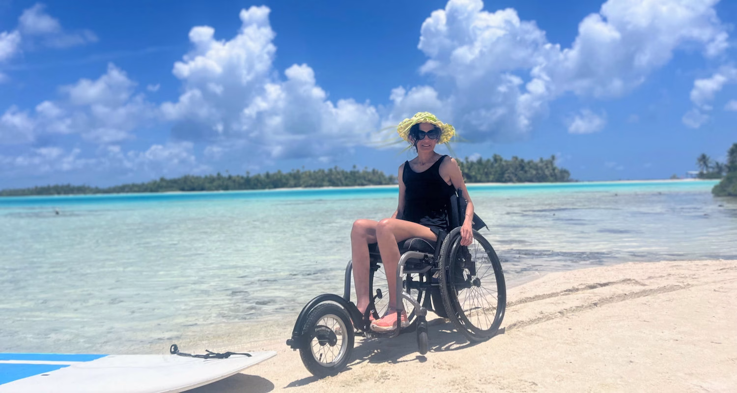 Jan Bonville enjoying the beach in Tahiti