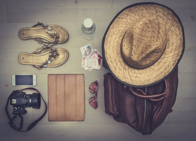 Image of travel items to highlight things that get mislaid when travelling