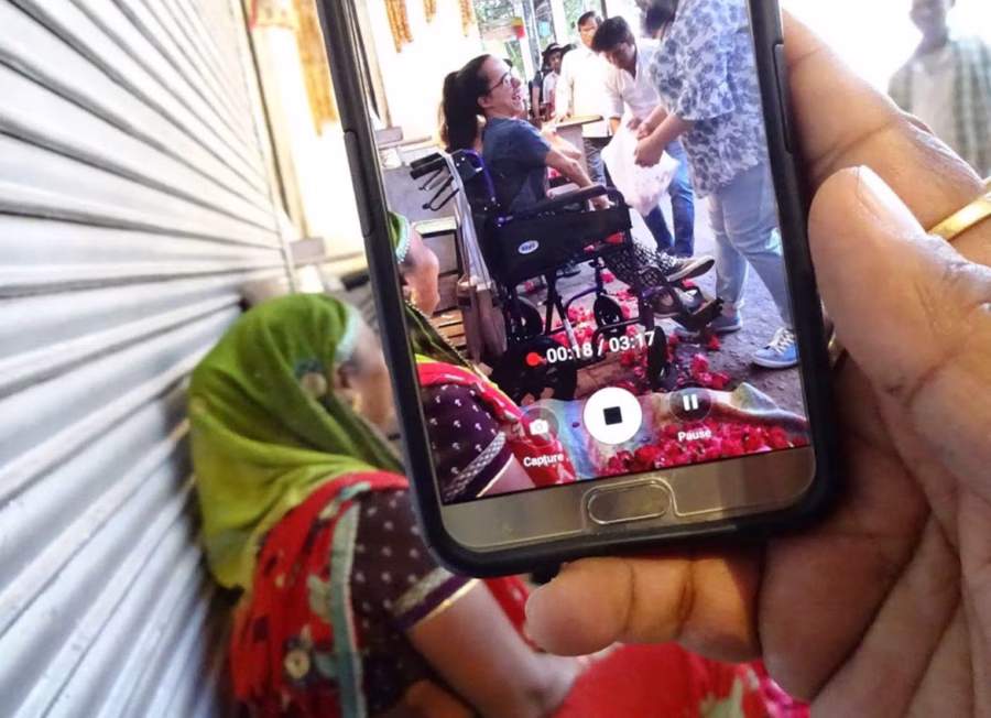 Nadia Clarke enjoys exploring a street in India