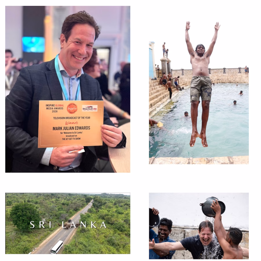 Mark Julian Edwards proudly displays his award from the Inspire Global Media Awards